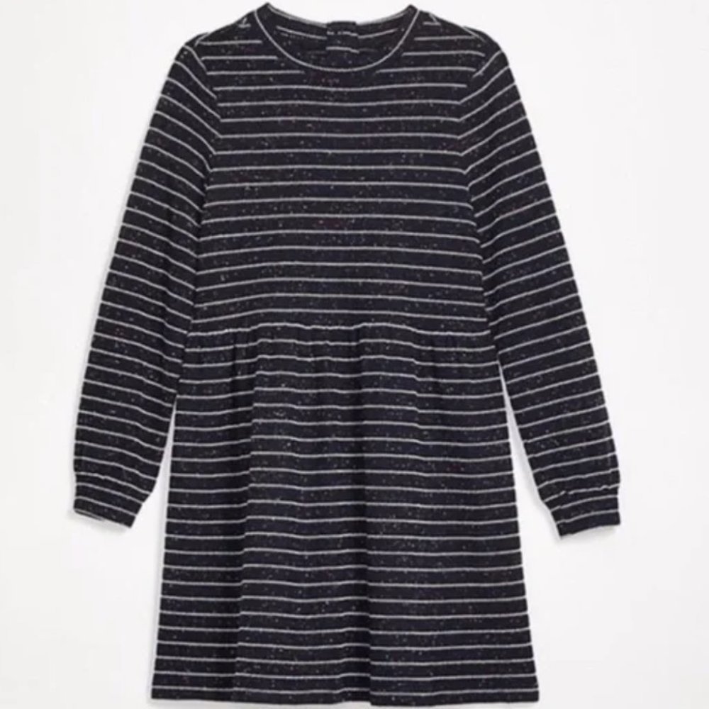 Loft Striped Button Back Swing Dress
